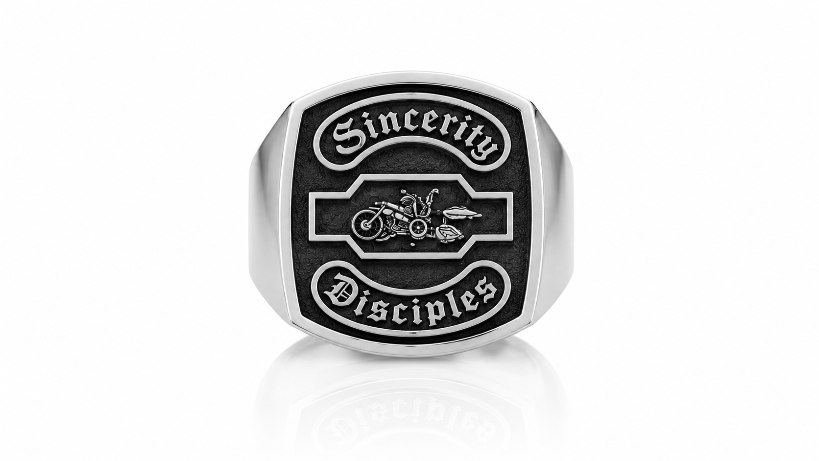 Personalized Motorcycle Club Ring-Custom Biker Signet Ring for Men